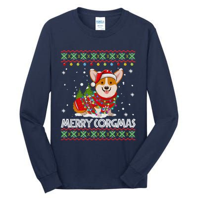 Corgi Dog Merry Corgmas Santa Corgi Ugly Christmas Sweater Tall Long Sleeve T-Shirt