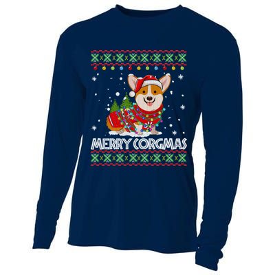 Corgi Dog Merry Corgmas Santa Corgi Ugly Christmas Sweater Cooling Performance Long Sleeve Crew