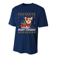 Corgi Dog Merry Corgmas Santa Corgi Ugly Christmas Sweater Performance Sprint T-Shirt