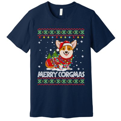 Corgi Dog Merry Corgmas Santa Corgi Ugly Christmas Sweater Premium T-Shirt