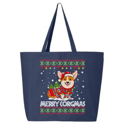 Corgi Dog Merry Corgmas Santa Corgi Ugly Christmas Sweater 25L Jumbo Tote