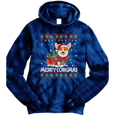 Corgi Dog Merry Corgmas Santa Corgi Ugly Christmas Sweater Tie Dye Hoodie