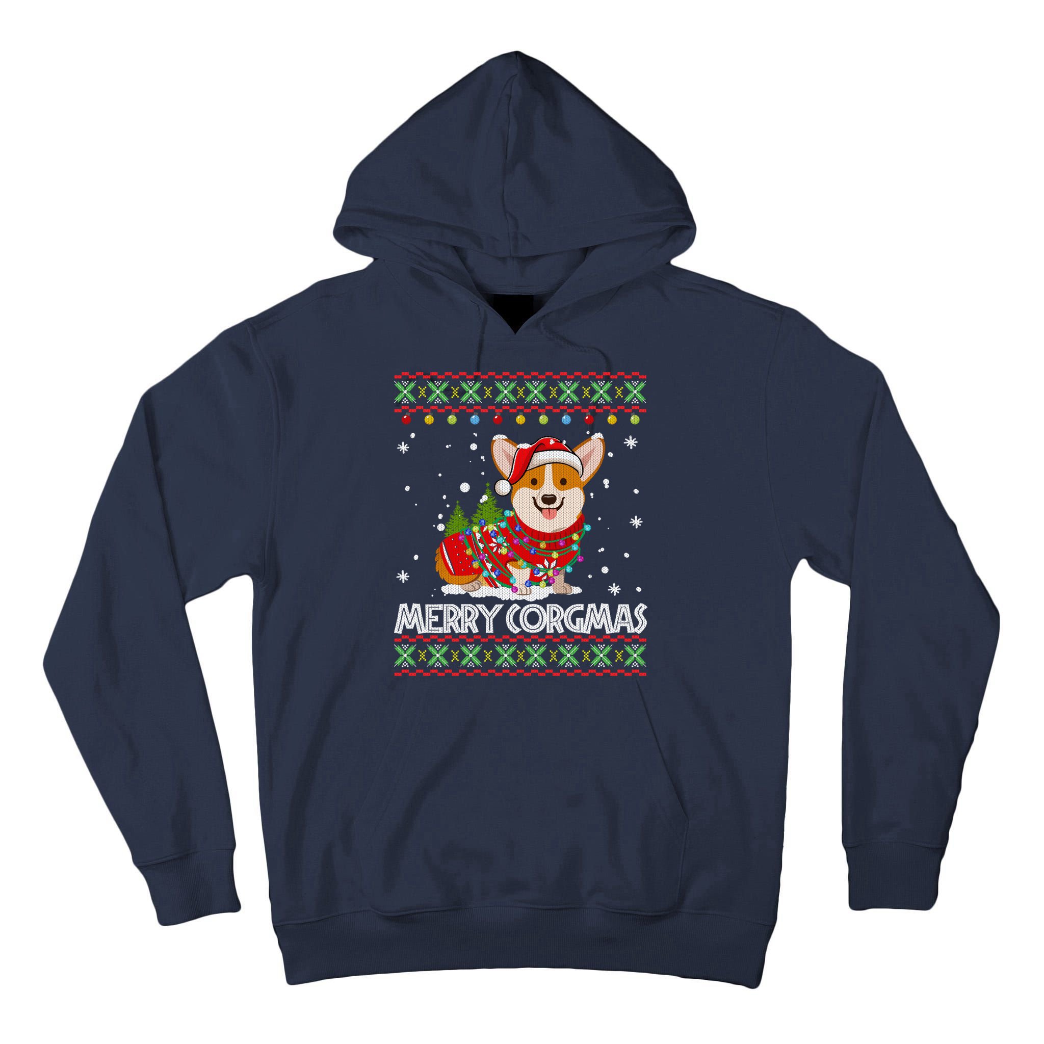 Corgi Dog Merry Corgmas Santa Corgi Ugly Christmas Sweater Tall Hoodie