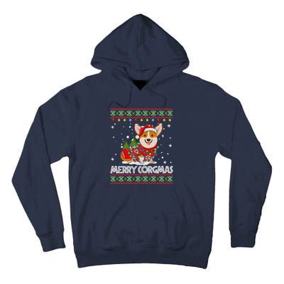 Corgi Dog Merry Corgmas Santa Corgi Ugly Christmas Sweater Tall Hoodie