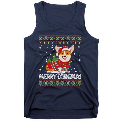 Corgi Dog Merry Corgmas Santa Corgi Ugly Christmas Sweater Tank Top