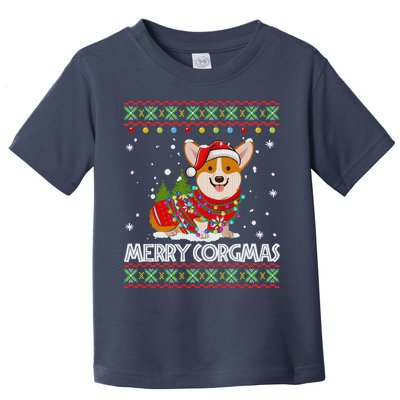 Corgi Dog Merry Corgmas Santa Corgi Ugly Christmas Sweater Toddler T-Shirt