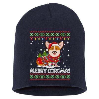 Corgi Dog Merry Corgmas Santa Corgi Ugly Christmas Sweater Short Acrylic Beanie