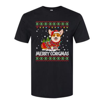 Corgi Dog Merry Corgmas Santa Corgi Ugly Christmas Sweater Softstyle CVC T-Shirt