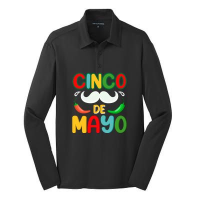 Cinco De Mayo Unny Beard Gift Silk Touch Performance Long Sleeve Polo