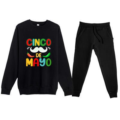 Cinco De Mayo Unny Beard Gift Premium Crewneck Sweatsuit Set