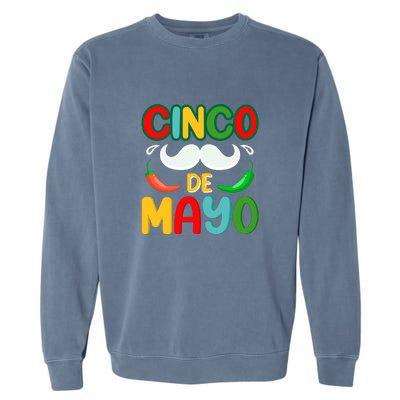 Cinco De Mayo Unny Beard Gift Garment-Dyed Sweatshirt