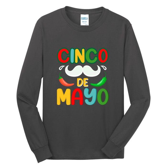 Cinco De Mayo Unny Beard Gift Tall Long Sleeve T-Shirt