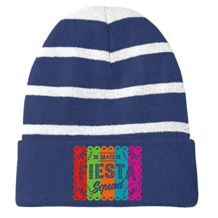 Cinco De Mayo 2024 Fiesta Squad Fiesta San Antonio Texas Striped Beanie with Solid Band