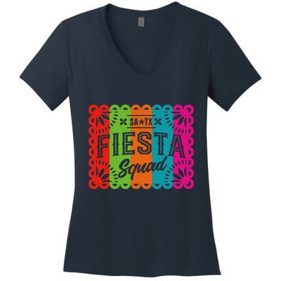 Cinco De Mayo 2024 Fiesta Squad Fiesta San Antonio Texas Women's V-Neck T-Shirt