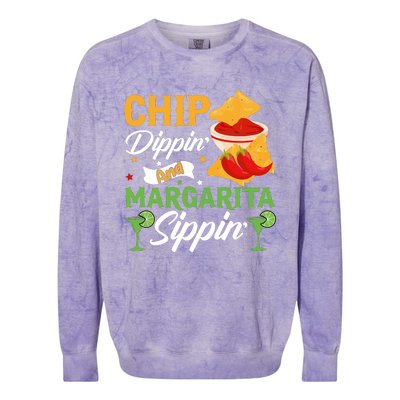 Cinco De Mayo Chip Dippin And Margarita Sippin Colorblast Crewneck Sweatshirt