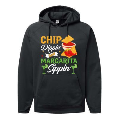 Cinco De Mayo Chip Dippin And Margarita Sippin Performance Fleece Hoodie