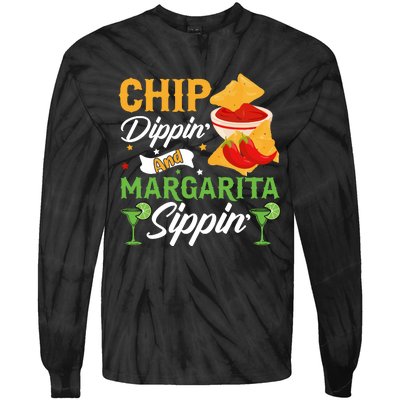 Cinco De Mayo Chip Dippin And Margarita Sippin Tie-Dye Long Sleeve Shirt