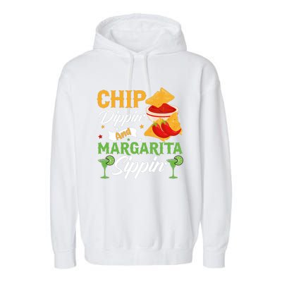 Cinco De Mayo Chip Dippin And Margarita Sippin Garment-Dyed Fleece Hoodie