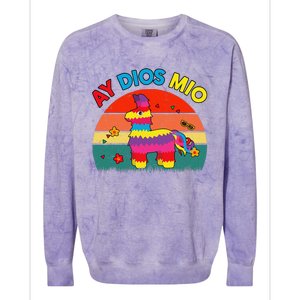 Cinco De Mayo Ay Dios Mio Let Fiesta Funny Mexican Colorblast Crewneck Sweatshirt