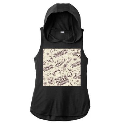 Cinco De Mayo Fiesta Pattern Ladies PosiCharge Tri-Blend Wicking Draft Hoodie Tank