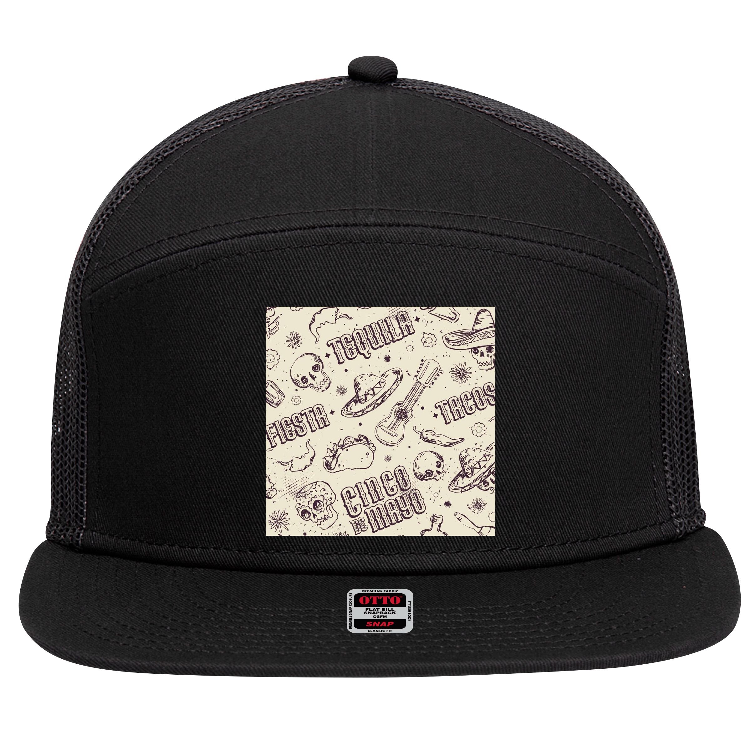 Cinco De Mayo Fiesta Pattern 7 Panel Mesh Trucker Snapback Hat