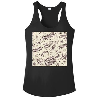 Cinco De Mayo Fiesta Pattern Ladies PosiCharge Competitor Racerback Tank