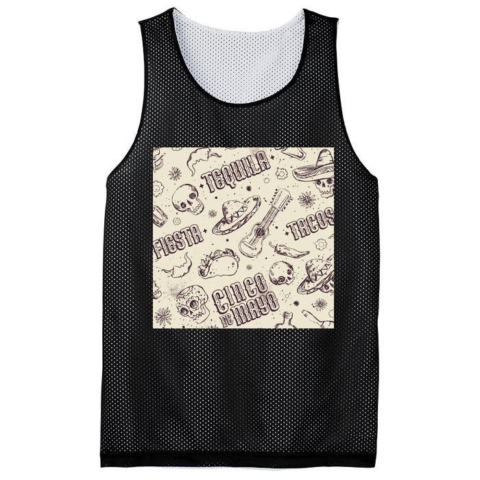 Cinco De Mayo Fiesta Pattern Mesh Reversible Basketball Jersey Tank