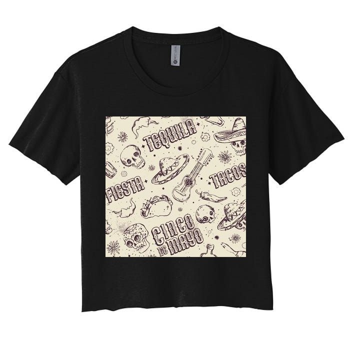 Cinco De Mayo Fiesta Pattern Women's Crop Top Tee
