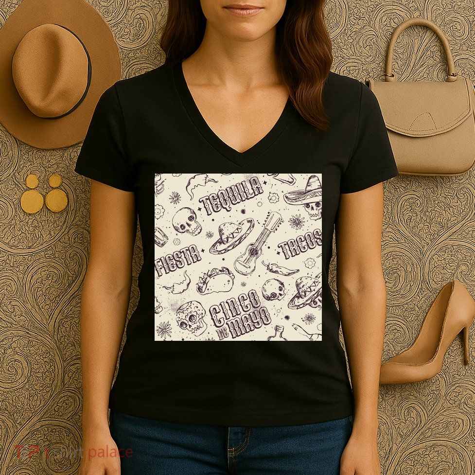 Cinco De Mayo Fiesta Pattern Women's V-Neck T-Shirt