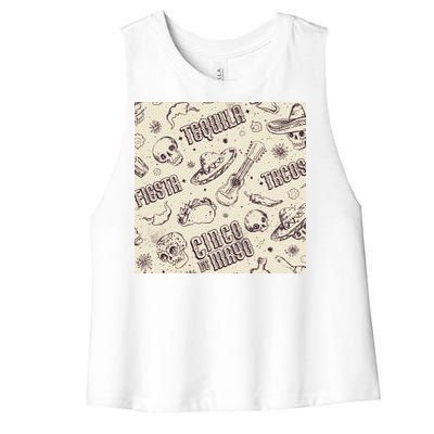 Cinco De Mayo Fiesta Pattern Women's Racerback Cropped Tank