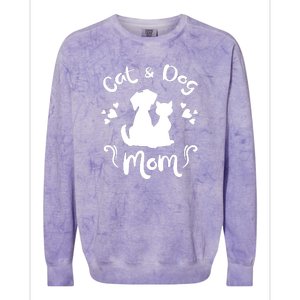 Cat & Dog Mom Tee Cat Mom Kitty Puppy Lover Owner Fan Gift Pullover Hoodie Colorblast Crewneck Sweatshirt