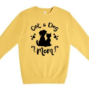 Cat & Dog Mom Tee Cat Mom Kitty Puppy Lover Owner Fan Gift Pullover Hoodie Premium Crewneck Sweatshirt