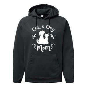 Cat & Dog Mom Tee Cat Mom Kitty Puppy Lover Owner Fan Gift Pullover Hoodie Performance Fleece Hoodie