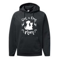 Cat & Dog Mom Tee Cat Mom Kitty Puppy Lover Owner Fan Gift Pullover Hoodie Performance Fleece Hoodie