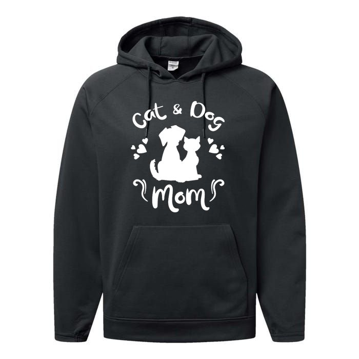 Cat & Dog Mom Tee Cat Mom Kitty Puppy Lover Owner Fan Gift Pullover Hoodie Performance Fleece Hoodie