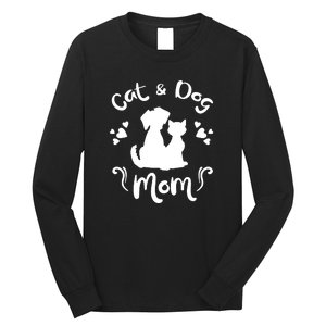 Cat & Dog Mom Tee Cat Mom Kitty Puppy Lover Owner Fan Gift Pullover Hoodie Long Sleeve Shirt