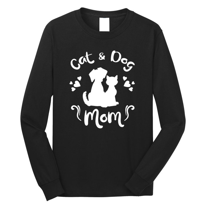 Cat & Dog Mom Tee Cat Mom Kitty Puppy Lover Owner Fan Gift Pullover Hoodie Long Sleeve Shirt