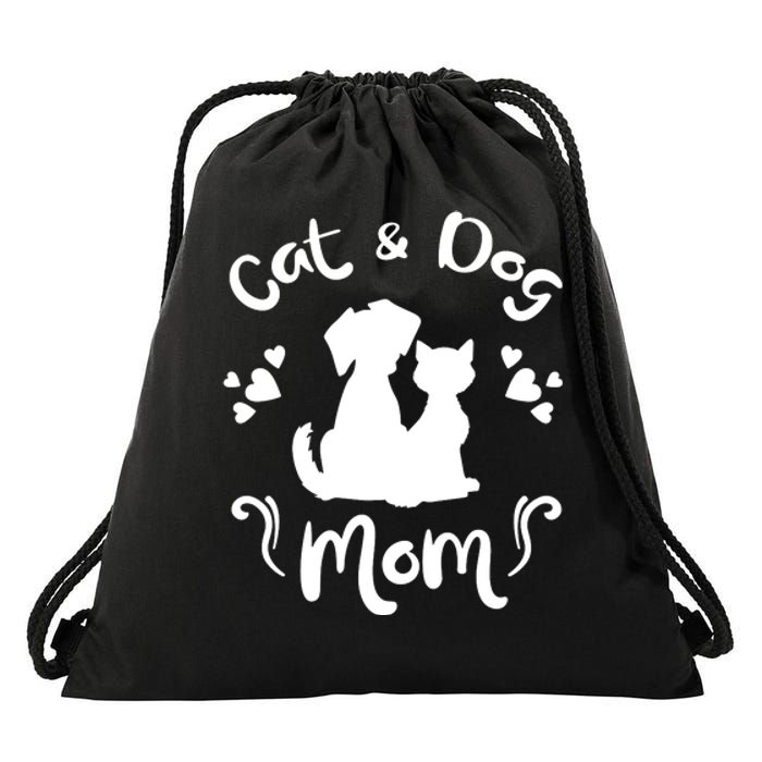 Cat & Dog Mom Tee Cat Mom Kitty Puppy Lover Owner Fan Gift Pullover Hoodie Drawstring Bag