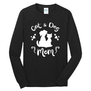 Cat & Dog Mom Tee Cat Mom Kitty Puppy Lover Owner Fan Gift Pullover Hoodie Tall Long Sleeve T-Shirt