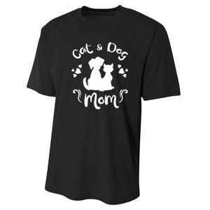 Cat & Dog Mom Tee Cat Mom Kitty Puppy Lover Owner Fan Gift Pullover Hoodie Performance Sprint T-Shirt