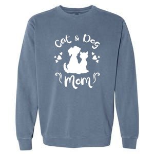 Cat & Dog Mom Tee Cat Mom Kitty Puppy Lover Owner Fan Gift Pullover Hoodie Garment-Dyed Sweatshirt