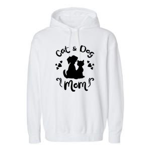 Cat & Dog Mom Tee Cat Mom Kitty Puppy Lover Owner Fan Gift Pullover Hoodie Garment-Dyed Fleece Hoodie