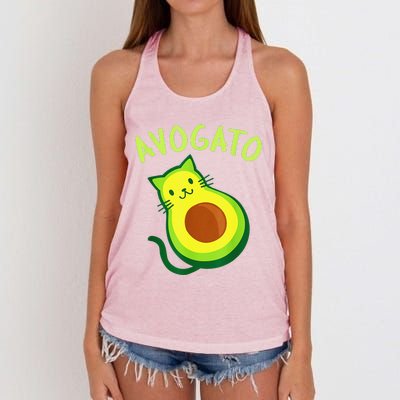 Cinco De Mayo Funny Avocado Mexico Meow Avogato Cat Tees Women's Knotted Racerback Tank