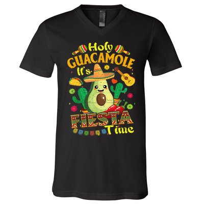 Cinco De Mayo Mexican Holy Guacamole Fiesta Time Gift V-Neck T-Shirt