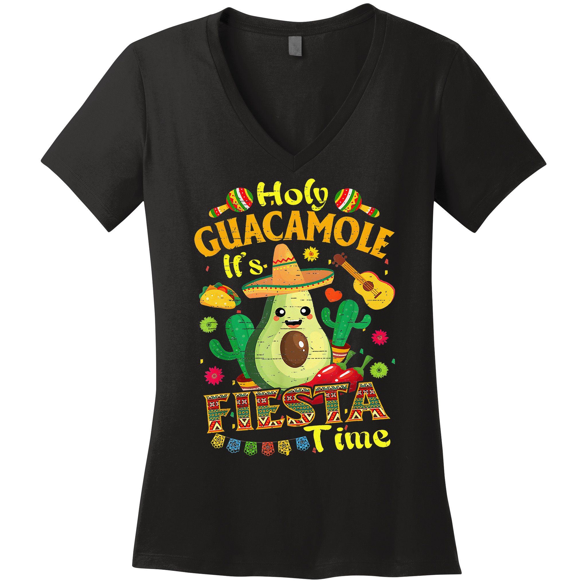 Cinco De Mayo Mexican Holy Guacamole Fiesta Time Gift Women's V-Neck T-Shirt
