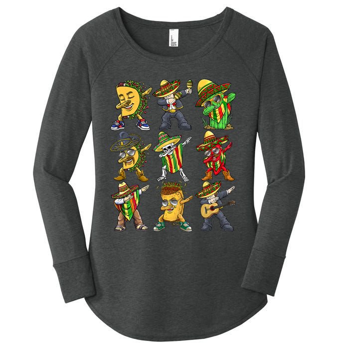 Cinco De Mayo Party Taco Dabbing Mexican Mariachi Burrito Women's Perfect Tri Tunic Long Sleeve Shirt