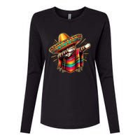 Cinco De Mayo Cat Dabbing Poncho Sombrero Mexican Fiesta Womens Cotton Relaxed Long Sleeve T-Shirt