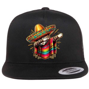 Cinco De Mayo Cat Dabbing Poncho Sombrero Mexican Fiesta Flat Bill Trucker Hat