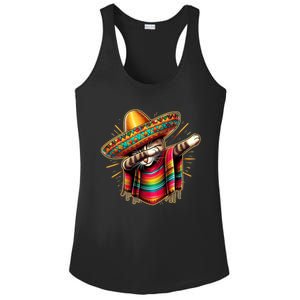 Cinco De Mayo Cat Dabbing Poncho Sombrero Mexican Fiesta Ladies PosiCharge Competitor Racerback Tank