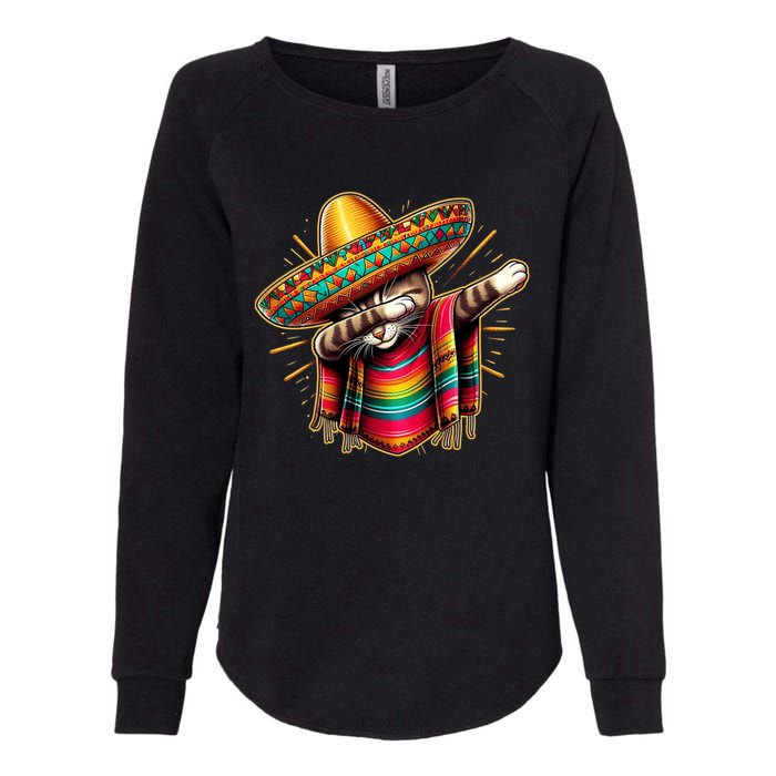 Cinco De Mayo Cat Dabbing Poncho Sombrero Mexican Fiesta Womens California Wash Sweatshirt